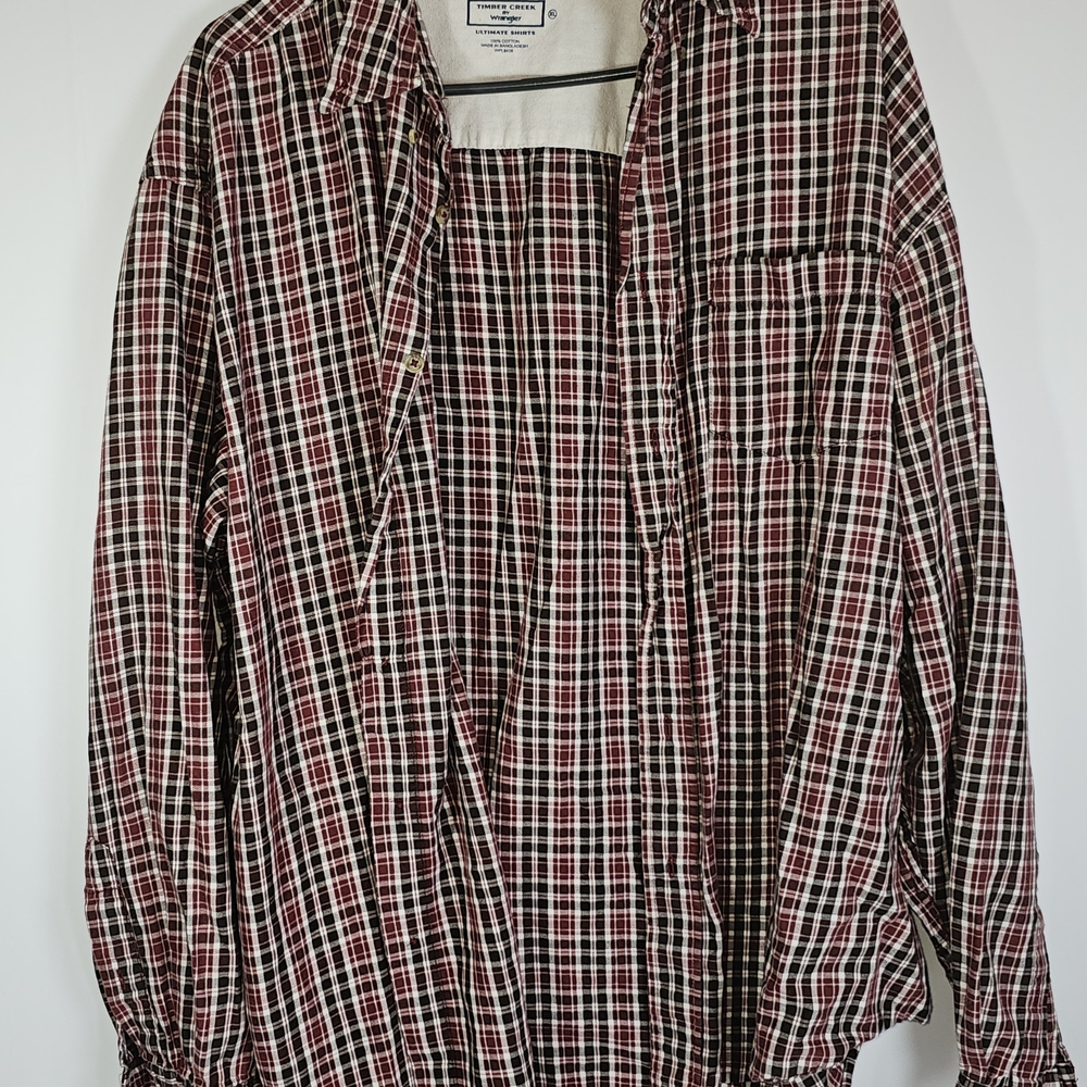 Wrangler Men's Casual Plaid Shirt - Red, Black, and White